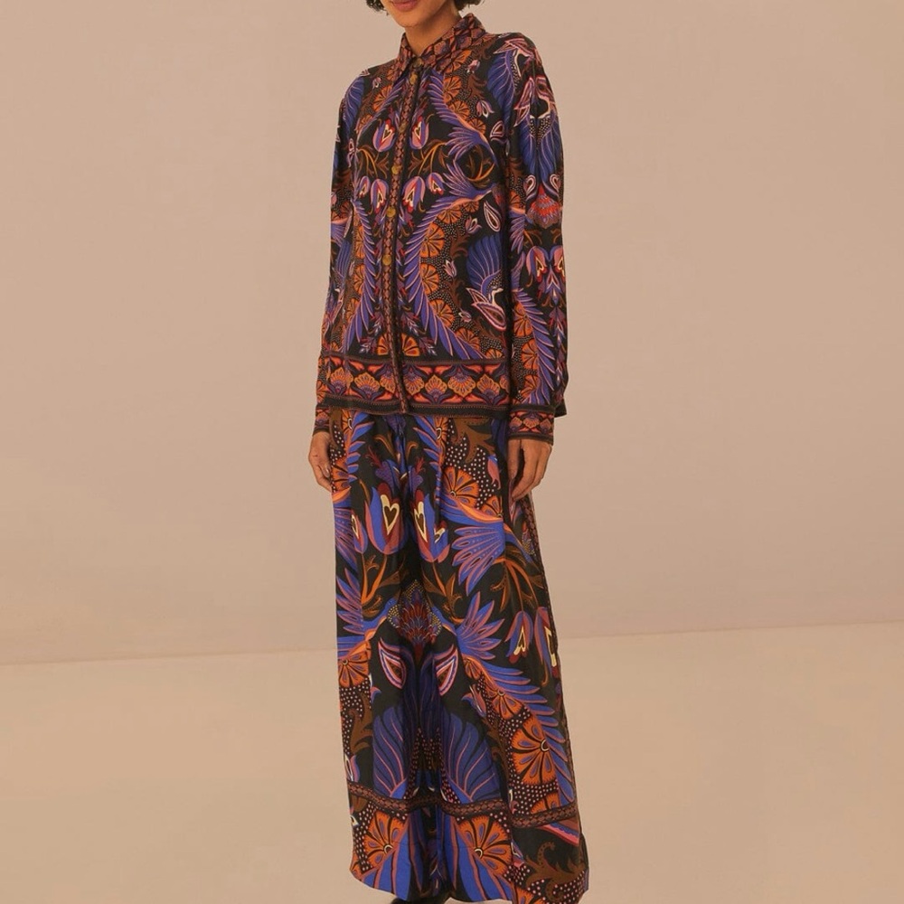 FARM Rio Black Heart Forest Lenzing Ecovero Viscose Wide Pants